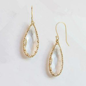 Gold & Clear Drop Earrings